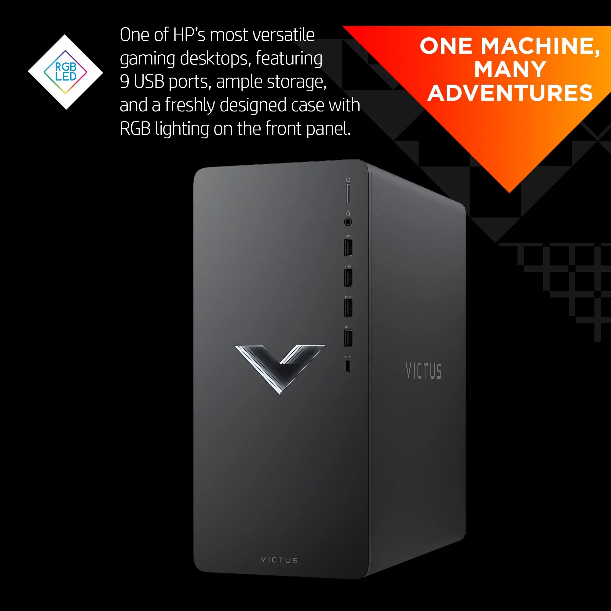 HP Victus 15L Gaming Desktop PC, AMD Ryzen 5, RX6400, 8GB RAM, 512GB SSD, Windows 11 K700977