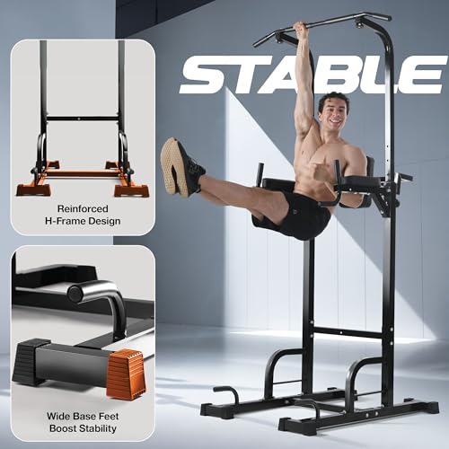 Power Tower Pull Up Bar Dip Station for Home Gym, 440LBS Capacity N2352