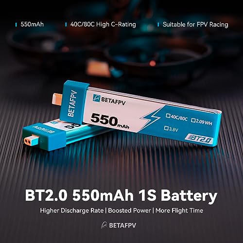 BETAFPV 550mAh 1S BT2.0 LiPo Battery for 75-85mm FPV Whoop Drones Y184