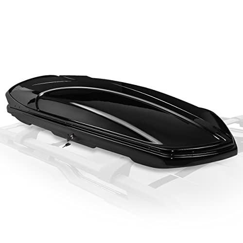 Auto Dynasty Hard Shell Roof Top Car Storage Cargo Carrier, Glossy Black L344