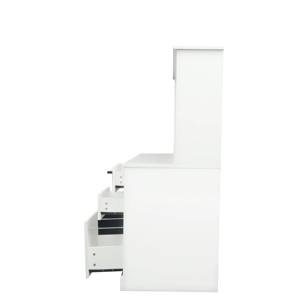 Holaki Computer Desk with Hutch, Antiqued White Finish D126