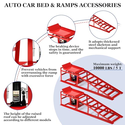 2PCS 5T Hydraulic Car Ramps, Heavy Duty Portable Vehicle Lift for Garage L579958