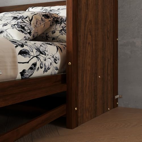 Walnut Murphy Bed with Desk and Gas Struts N330