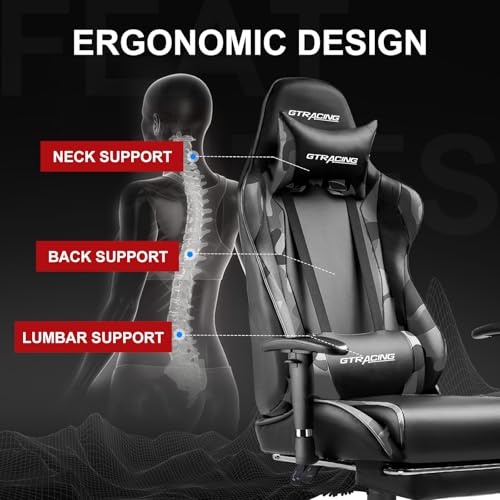 GTRACING Gaming Chair with Footrest, Blue R841