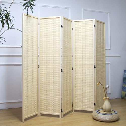 Bamboo Room Divider 6 Panel Folding Screen 67"H x 92.1"W X2437
