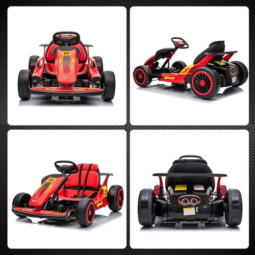 24V Electric Go Kart for Kids, 400W Drift Cart with EVA Tires, Red Y5542