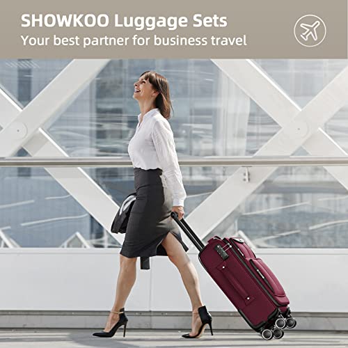 SHOWKOO Luggage Sets 3 Piece Softside Expandable Suitcase with Spinner Wheels TSA Lock K987