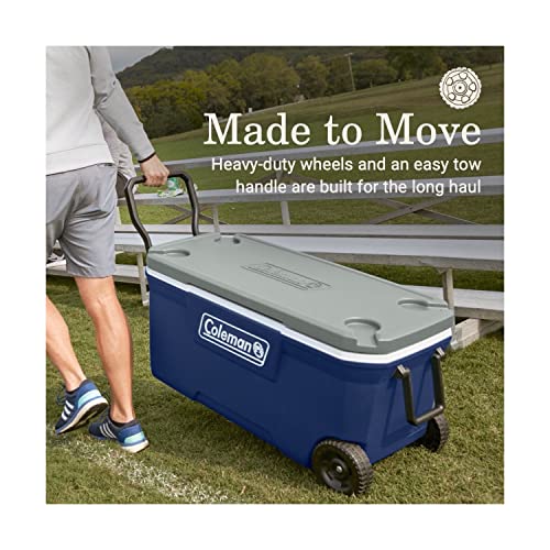 Coleman Classic Series Insulated Rolling Cooler, 65-Quart, Leak-Resistant F832