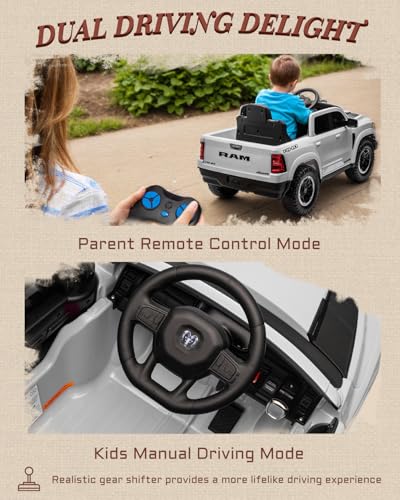 12V Licensed Ram 1500 Ride on Truck for Kids with Parent Remote Control, Black I703183