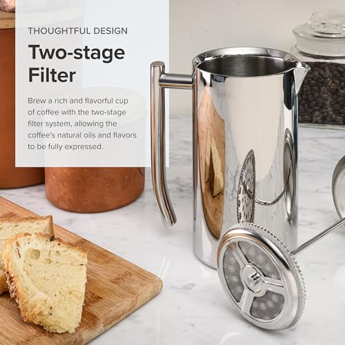 Frieling Double-Walled Stainless-Steel French Press Coffee Maker, 17 oz D60799