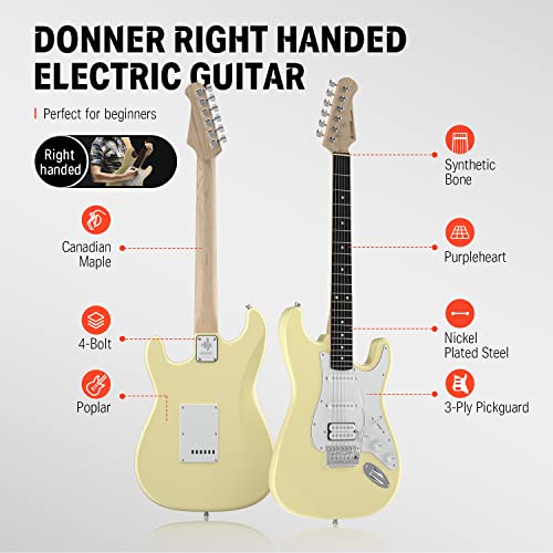 Donner DST-100B 39 Inch Electric Guitar Beginner Kit with Amplifier and Accessories W342