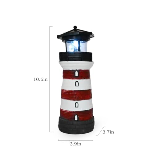 Solar Lighthouse Rotating Beacon LED Light for Yard Garden Nautical Decor K763308
