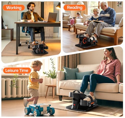 Under Desk Elliptical, 6 Adjustable Resistance & 15 Speeds Leg Exerciser for Seniors L867