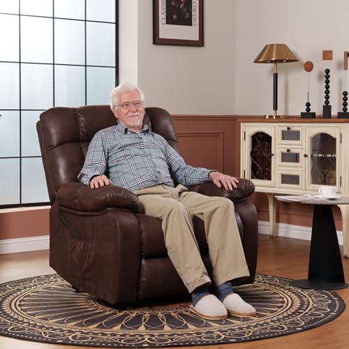 FLEXISPOT XL31 Power Lift Recliner Chair for Elderly, Electric Massage & Heat, PU Leather, Black C786106