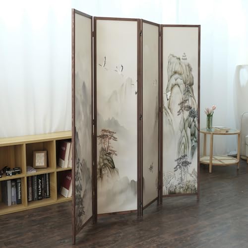 6 Panel Room Divider Screen, Double Faced, Mountain Landscape, 67" H x 94.5" W B114