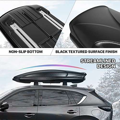 DNA MOTORING Rooftop Cargo Box Lockable Car Top Storage Case 110 Lbs Textured Black P1853