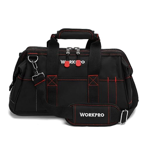 WORKPRO 16-inch Wide Mouth Tool Storage Bag with Waterproof Rubber Base L2617