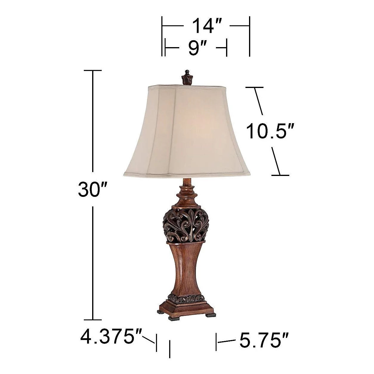 Regency Hill Exeter Table Lamps 30" Set of 2 Bronze Wood Carved Leaf Shade P490