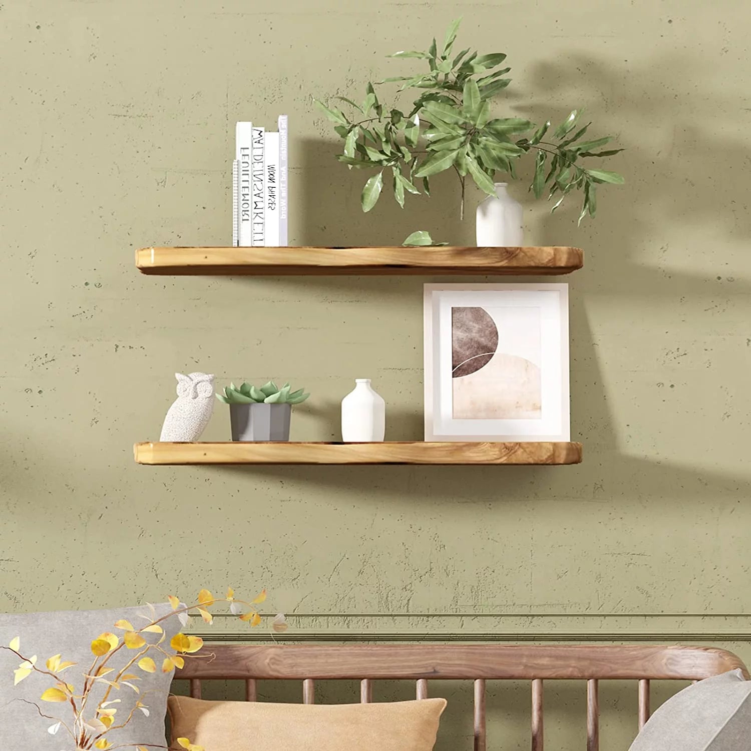 24 Inch Cedar Natural Edge Floating Shelf Set Of 2