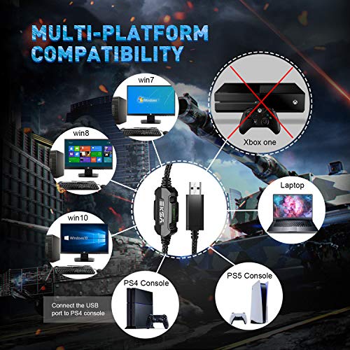 EKSA E1000 Gaming Headset with Noise Canceling Mic, 7.1 Surround Sound, Blue A702814