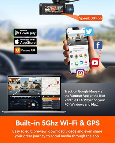 Vantrue N4 Pro 4K 3 Channel Dash Cam with Night Vision E734