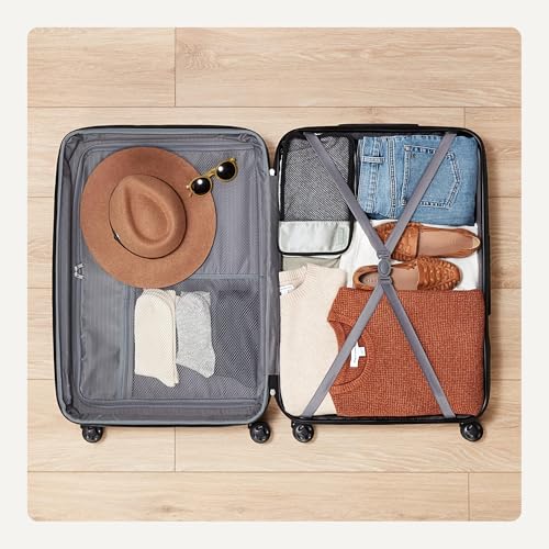 Amazon Basics 21" Hardside Carry-On Luggage with Wheels, Expandable, Black L489