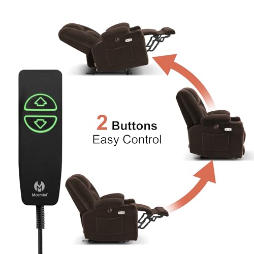 MCombo Zero Gravity Power Recliner Chair with Heat and Vibration Massage, USB & Type C Ports, Cup Holders, Fabric 8015 (Brown) Z599462