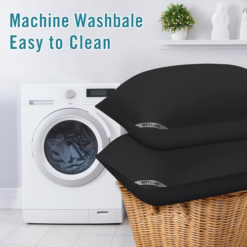 Sycoodeal King Size Bed Pillows 4 Pack, Machine Washable, Black U495