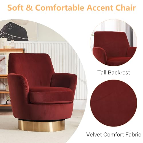 Swivel Barrel Chair Set of 2, Modern Velvet Accent Chairs, Orange P5409