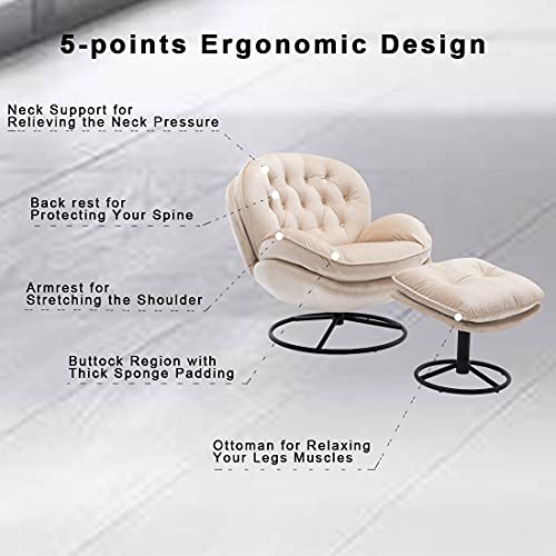 Baysitone Velvet Swivel Accent Chair with Ottoman Set, Modern Lounge Chair, Fruit Green Q36819
