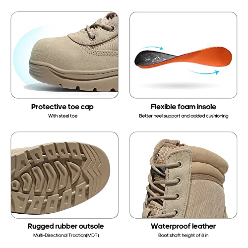 NORTIV 8 Men's Steel Toe Work Boots Slip Resistant V746852