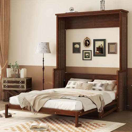 KEIKI Queen Murphy Bed with Desk, Walnut D859708