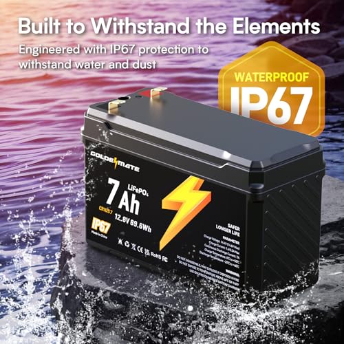 12V 7Ah LiFePO4 Deep Cycle Battery with Built-in BMS, IP67 Waterproof R689