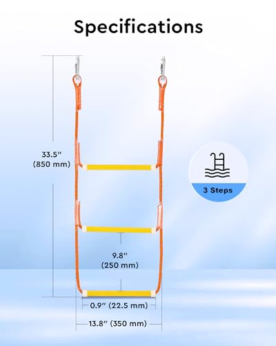 CO-Z 3 Step Removable Dock Ladder for Pontoon Boat, Aluminum Swim Ladder with Nonslip Tread O80708