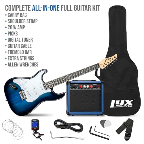 LyxPro Electric Guitar 39" Beginner Starter Kit with 20W Amp, Black B69338