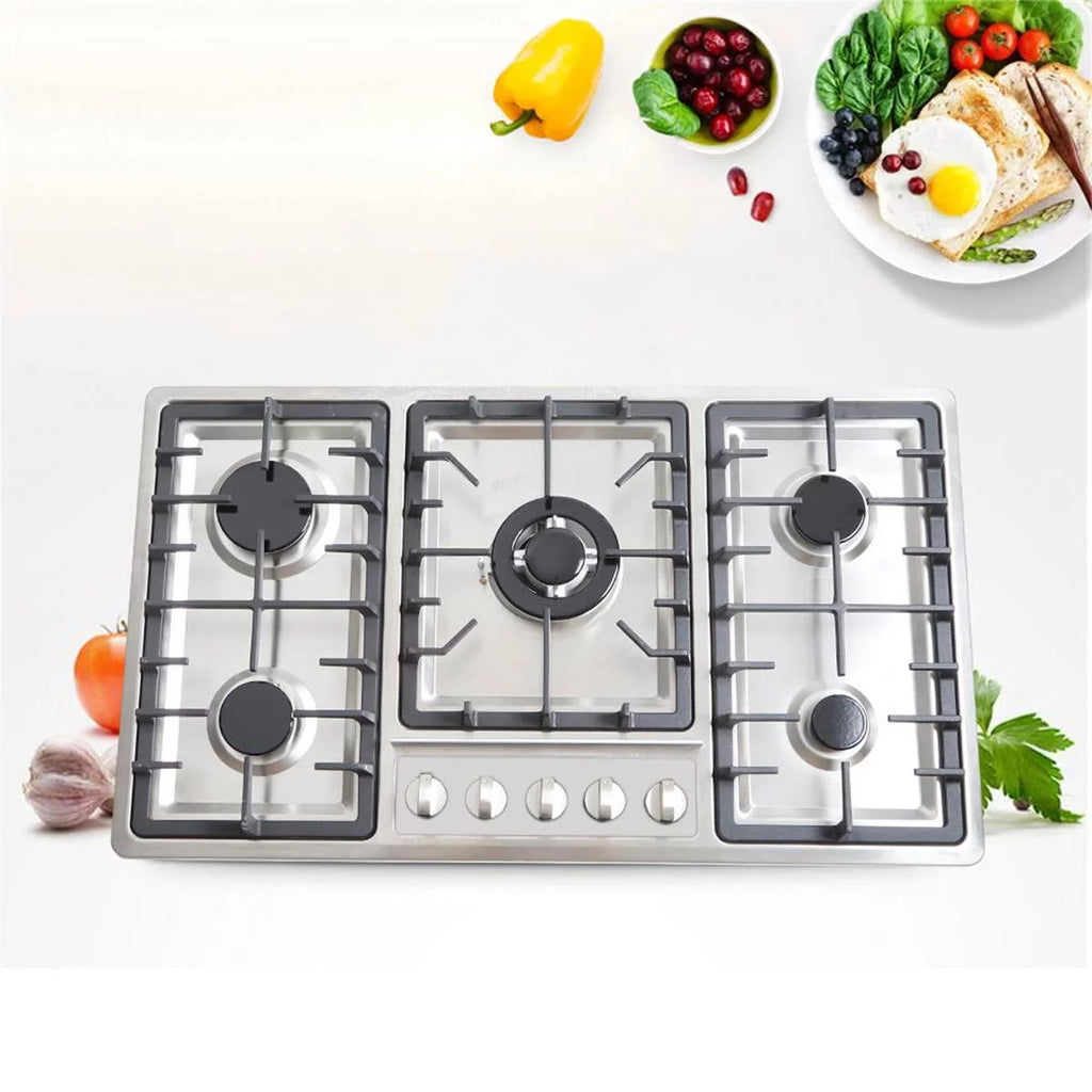 WUZSTAR Built-In 5 Burner Gas Cooktop Stove, Stainless Steel Gas Stove for Home Kitchen Commercial