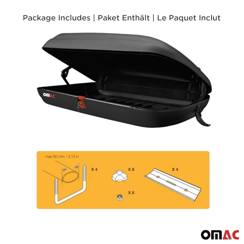 OMAC Car Rooftop Cargo Box 11.3 Cubic Feet Carbon Fiber Textured U552
