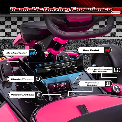 24V Electric Go Kart for Kids, 400W Drift Cart with EVA Tires, Red Y5542