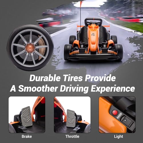 McLaren Licensed Electric Drift Kart for Kids Ages 6+, 400W, 24V Orange I986787