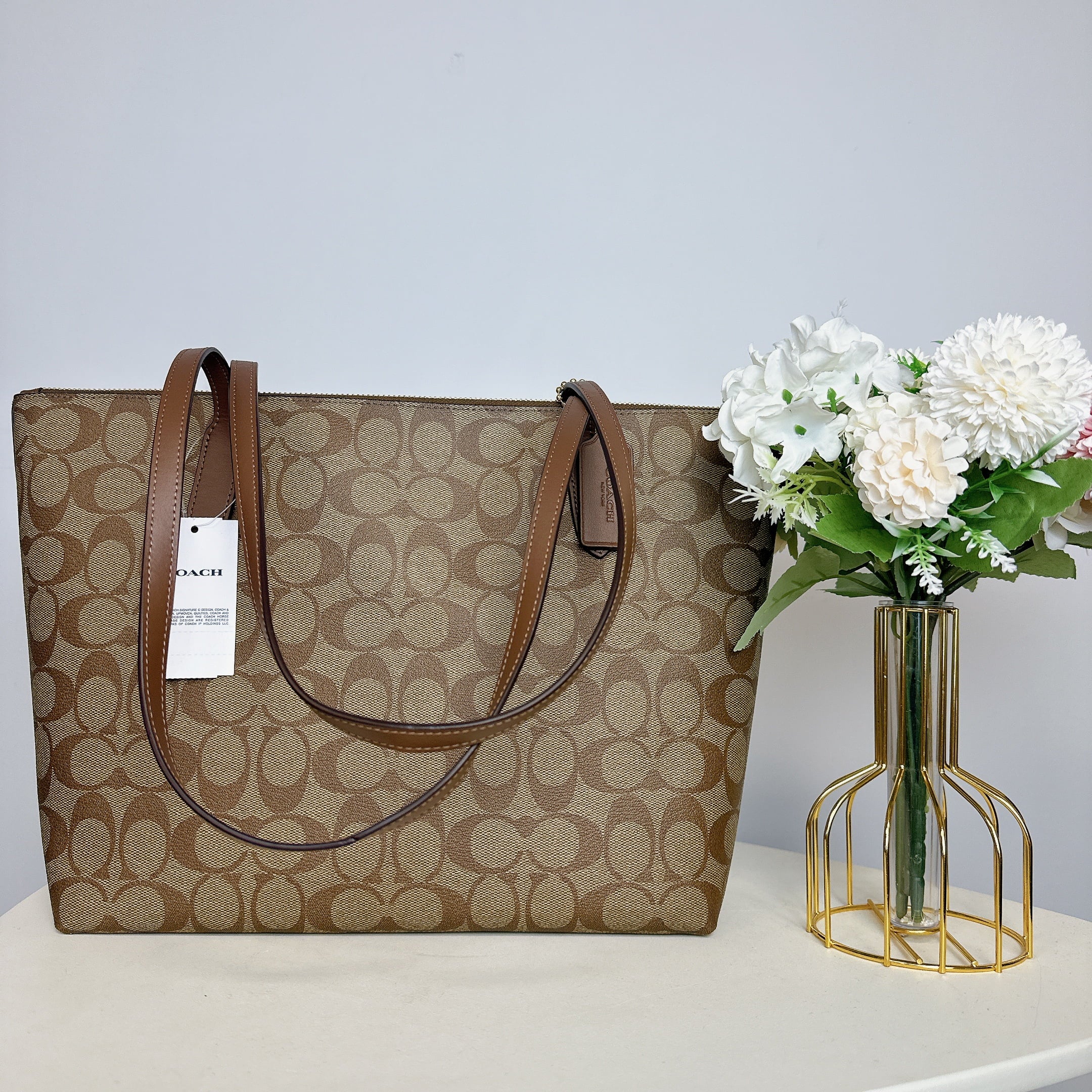 Coach Womens Outline Signature Zip Tote X793