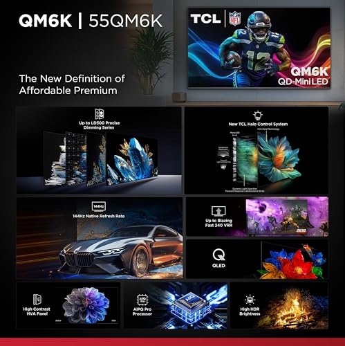 TCL 65-Inch Class QM6K Series QD-Mini LED 4K UHD Google Smart TV K982
