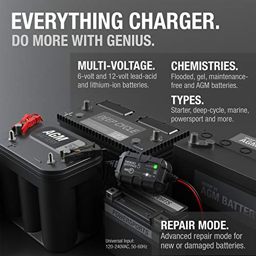 NOCO GENIUS5 5A 6V/12V Smart Battery Charger for Lead-Acid & Lithium Batteries E5184