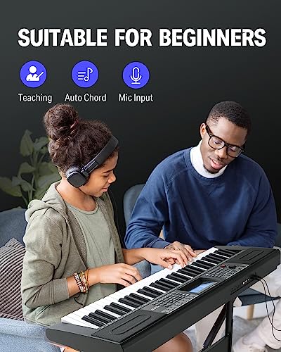 Donner 61 Key Keyboard Piano with Stand, Stool & Microphone, Black (DEK-610S) G165