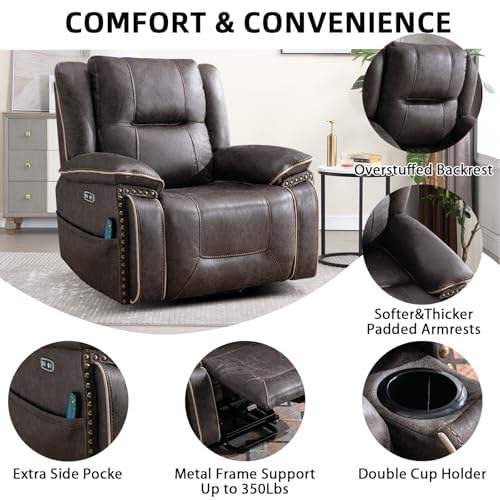 Phoenix Home Dual Motor Power Lift Chair with Massage and Heat, Brown I97460