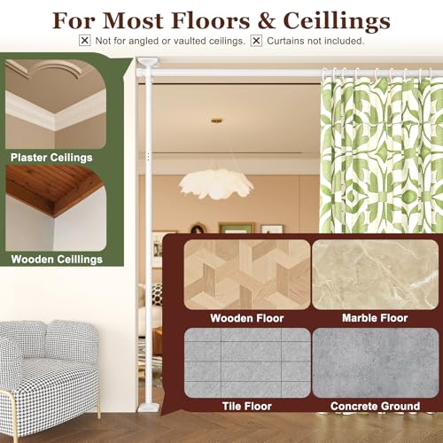 Goovilla Room Divider, Tension Curtain Rods No Drilling, Adjustable Freestanding Partition, Black I950707
