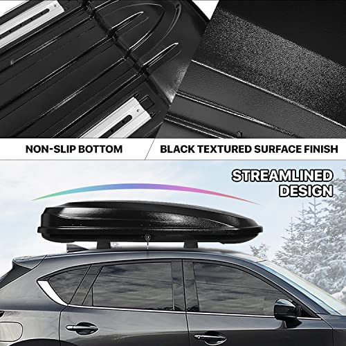 DNA MOTORING Rooftop Cargo Box Lockable Car Top Storage Case 110 Lbs Textured Black P1853