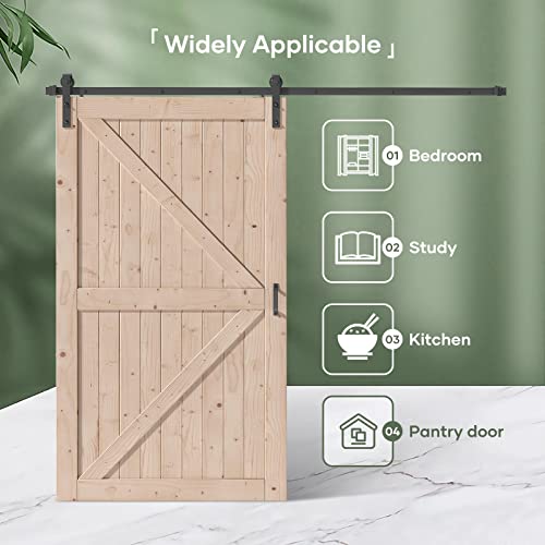 FREDBECK 48in x 80in Sliding Wood Barn Door with 8FT Hardware Kit V8036