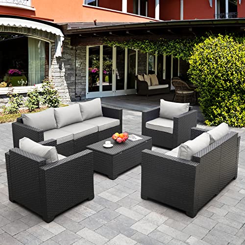Rattaner Patio Furniture Set 5 Pieces Outdoor Couch with Coffee Table P526524
