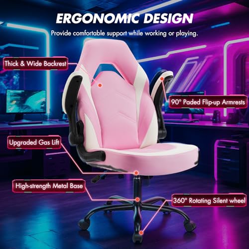 Sweetcrispy Ergonomic Gaming Desk Chair with Flip-up Armrest, Black Blue C253