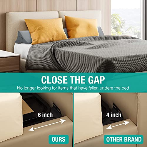 Vekkia King Bed Wedge Pillow for Headboard Mattress Gap Filler, Blue 76"x10"x6" C139495